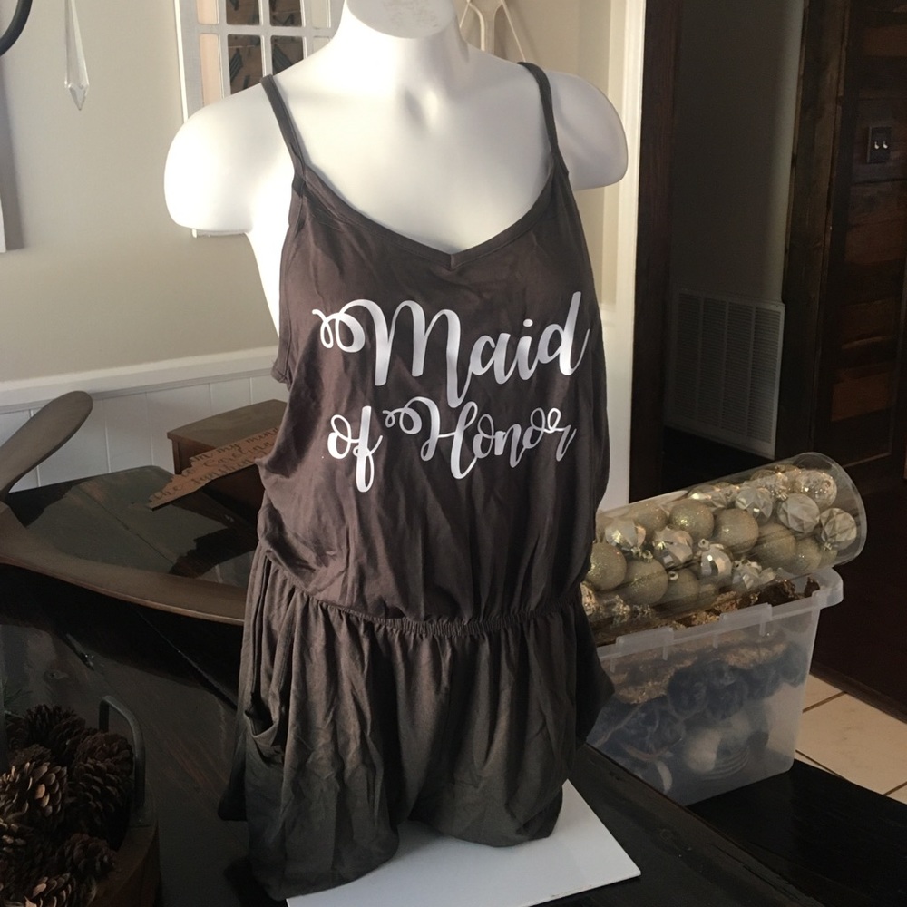 Maid of Honor Romper with pockets army green